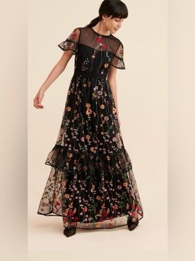 Monique Lhullier Floral Embroidered Gown